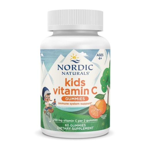 [BRSROHAYAB7A2FLG] Nordic Naturals Kids Vitamin C Gummies - Tangy Tangerine - 60 Gummies - Vegan Vitamin C Supplement - Children’s Immunity and Antioxidant Support - 250 mg per Serving - 30 Servings