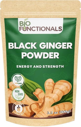[BRSRMGANOAIAKGYZ] Black Ginger Powder (3.5 Oz) Thai Black Ginger Powder Kaempferia Parvifora. Promueve la energía "