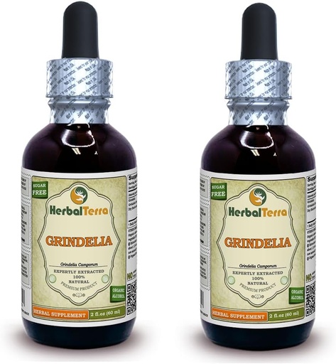 [BRSWGHYFBYHRS3DF] Grindelia (Grindelia Camporum) Tincture, Dried Herb Liquid Extract (Brand Name: HerbalTerra, Proudly Made in USA) 2x2 fl.oz (2x60 ml)