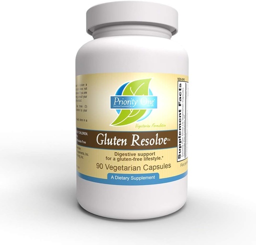 [BRSWGZQCCN5A4A35] Priority One Vitamins Gluten Resolve 90 Vegetarian Capsules - Digestive Support for a Gluten Free Lifestyle.* Tolerase®G is scientifically Proven to Digest proline-Rich Gluten epitopes.*
