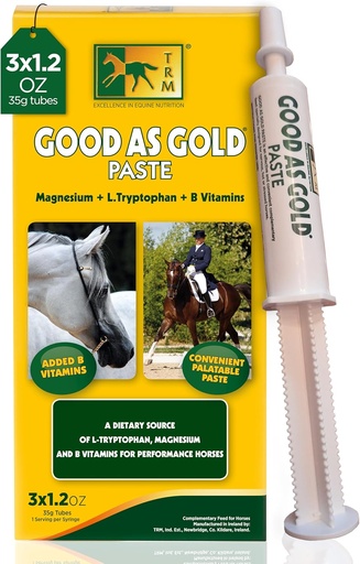 [BRSROZI6A4FRU2TK] TRM Good as Gold Equine Calming Supplement Paste for Relaxation and Focus | Tryptophan, Magnesium, B Vitamins - 3 Qty x 1.23 oz (3 Qty x 35g) - 3 Qty x 1.23 oz