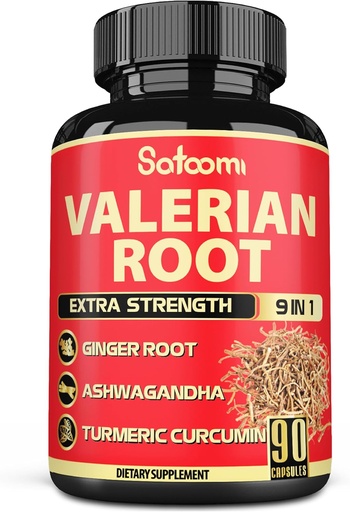 [BRSRAZT4PIFAGHQU] Satoomi Valerian Root Capsules - 9 Natural Herbs - Ashwagandha, Turmeric, Ginger, Ceylon Cinnamon - 90 Caps for 3-Month Supply
