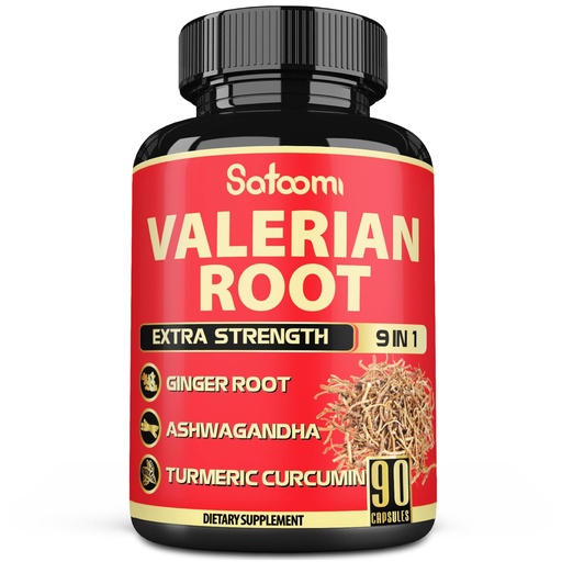 [BRSRAZT4PIFAGHQU] Satoomi Valerian Root Capsules - 9 Natural Herbs - Ashwagandha, Turmeric, Ginger, Ceylon Cinnamon - 90 Caps for 3-Month Supply