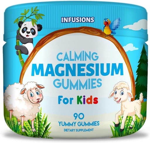 [BRSROAQDCAIAYCTZ] Infusions Calm Magnesium Gummies for Kids 90 Count - Healthy Muscle Bone Energy Support Soft and Delicious Vegan Friendly & Non-GMO