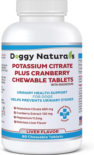 [BRSRMAL4AF5AGCA6] Potassium Citrate Plus Cranberry with Magnesium Supplement for Dogs (60 Tablets) - Urinary Tract Support - Helps Deter Formation of Calcium Oxalate Stones-Deters Bladder & Kidney Stones(Made in U.S.A)