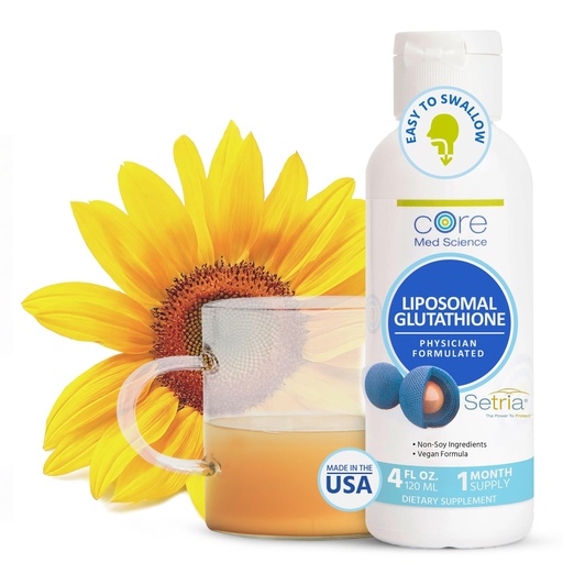 [BRSWICYEOUPAC23U] Core Med Science Liposomal Glutathione Supplement - (500mg, 4 Fl Oz) - High-Absorption Glutathione for Antioxidant & Liver Detox Support with Pure Reduced Setria - Daily Use for Immune Function