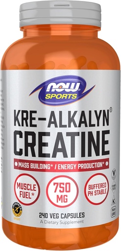 [BRSWIZT4BYCROFI5] NOW Foods Sports Nutrition, Kre-Alkalyn Creatine 750 mg, Mass Building*/Energy Production*, 240 Veg Capsules