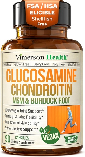 [BRSW2FQQC5YBACDF] Glucosamina Chondroitin MSM  DarBI per a dones i homes amb Glucosamina Sulfate 1500 mg, Chondroitin i MSM Support for Cartilage, Estinta i Flexity US 90 Capules, Vegan