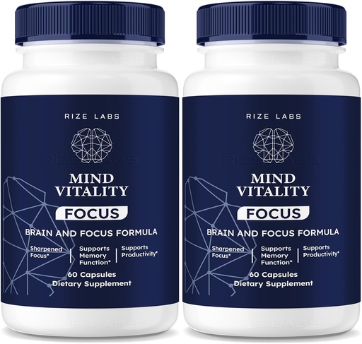 [BRSROHTQC4FRME3P] rize labs Mind Vitality Focus Brain Supplement, virallinen mielen elinvoimaa Boost Focus ja keskittyminen & Vältä keski-Afternoon väsymys, Mielen elinvoima Advanced Formula (120 kapselia) (Pakkaus 2)