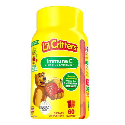 [BRSWIYQOAR7REF3C] L'il Critters Gummies Immune C Plus Zinc and Vitamin D 60 Ea