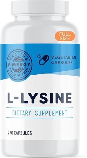 [BRSW22YNB4AQICY2] Vimergy L-Lysine – 건강한 피부, 헤어 & 손톱을 촉진* – 건강한 대사* – Vegan, Non-GMO & 글루텐 자유로운 – 270 캡슐을 지원합니다