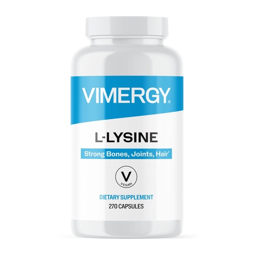 [BRSW22YNB4AQICY2] Vimergy L-Lysine – Promotes Healthy Skin, Hair & Nails* – Supports Healthy Metabolism* – Vegan, Non-GMO & Gluten-Free – 270 Capsules