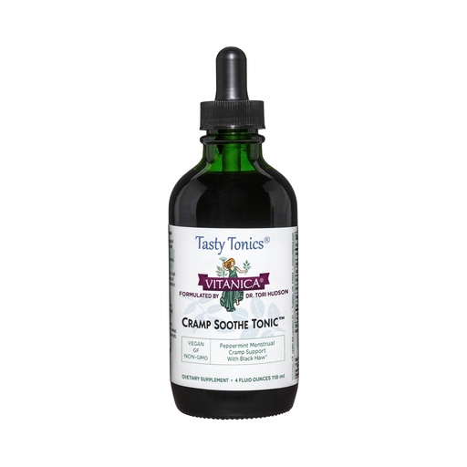 [BRSRAED2AQOWODQ7] Vitanica Cramp Soothe Tonic, Dr Formulated Menstrual Cramp Support, with Black Haw Bark, Valerian Root, Ginger Root, and Garrya Herb, Alcohol Free, Vegan, 4 Ounce