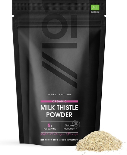 [BRSW2ZDRBN7G2YLJ] Organic Milk Thistle Powder 150g - Source of Cleansing Silymarin - Made from Cold-Pressed Milk Thistle - Vegan, Raw, Non-GMO.