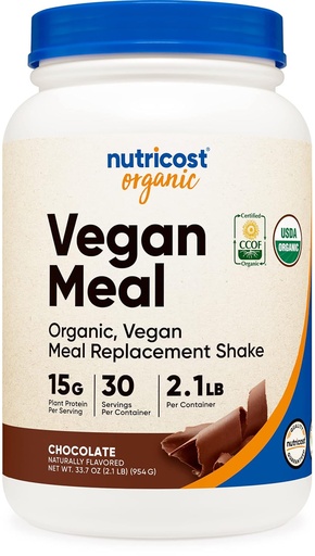 [BRSW2HAZAEOR4234] Nutricost Organic Vegan Meal Replacement Shake Powder (Chocolate) - Certified USDA Organic, Vegan, and Gluten Free