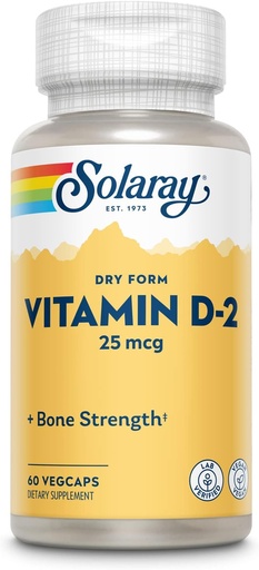 [BRSWIYQPAQPBOAD4] SOLARAY Dry D-2, Veg Cap (Btl-Plastic) 1000IU | 60ct