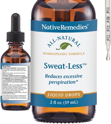 [BRSWIYA6BEARO332] Native Remedies Sweat-Less - Natural Homeopathic Formula for Excessive Sweating, Perspiration and Clamminess - 59 mL