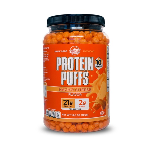 [BRSWG2QQA55WG3TX] Twin Peaks Protein Puffs - (Nacho Cheese), Keto Friendly, Low Carb Snack (300g, 21g Protein, 2g Net Carbs, High Protein, Healthy Crunchy Snack).