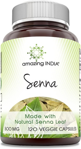 [BRSWKGT2CRYRM2TY] Fantastisk Indien Senna (Made with Natural Senna) 500 Mg per servering 120 Veggie Capsules Supplement | Icke-GMO | Glute-Free