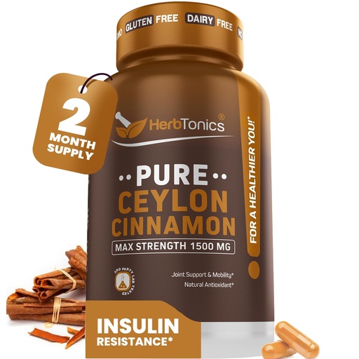 [BRSWGZIKPMMRY3LA] Herbtonics Pure Ceylon Cinnamon Capsules | Immune System, Healthy Weight Management | Non-GMO, Gluten Free | 1500 Mg - 120 Capsules
