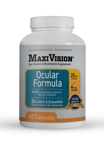 [BRSWKGYYA4DGA2Q3] MaxiVision® Ocular Formula - AREDS2 - Eye Vitamins & Multivitamin - Lutein and Zeaxanthin - 1 Bottle (60 Capsules)