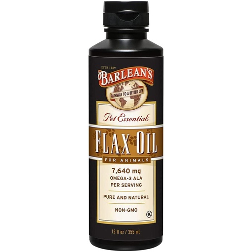 [BRSWIGT5BJ4RMAA3] Barlean's Flaxseed Oil for Animals, Pet Essential Liquid Omega 3 Fatty Acids Cat and Dog Oil Supplements for Skin and Coat, Omega 3 for Dogs, Cats and Other Pets, 12 oz
