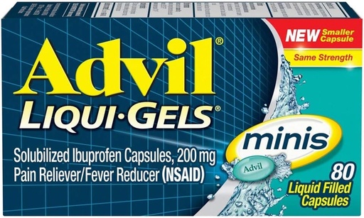 [BRSWGZD5O4NWGGTL] Advil Liqui-Gels Minis, 80 Capsules Per Bottle (5 Bottles)