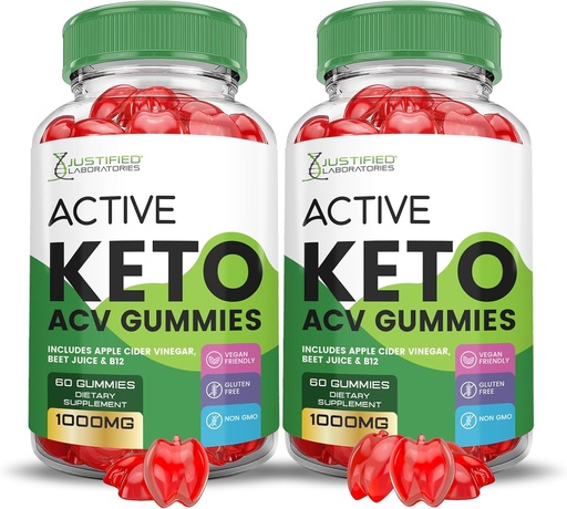 [BRSRMCYLOYMQGG3L] (2 Pakke) Aktiv keto ACV Gummier Advanced Formula 1000MG ActiveKeto Keto Gummies Apple Cider Vinegar Formulert med Pomegranate Beet Juice pulver B12 Vegan Non GMO 120 Gummys