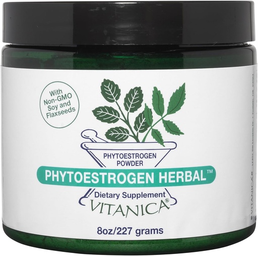 [BRSWIYQGPIORO2L4] Vitanica Phytoestrogen Herbal Non-GMO PMS, Menopause Supliment de ajutorare pentru femei, Hormon echilibru, Transpirații de noapte și Flash fierbinte Relief, Soy Isoflavones, Vegan, pulbere 8 Oz (Phytoestrogen Herbal Pro Logo)