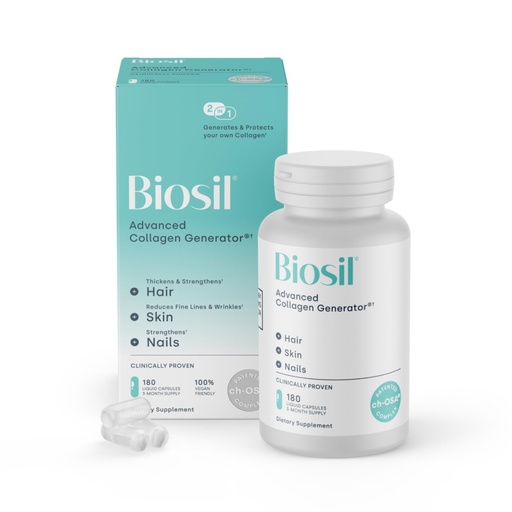[BRSROYDYCQFBQAD6] Biosil Collagen Booster Supplement - 180 Vegan Capsules - Patented ch-OSA Activator for Skin, Hair, Nails & Joints - Supports Natural Production - 90-Day Supply