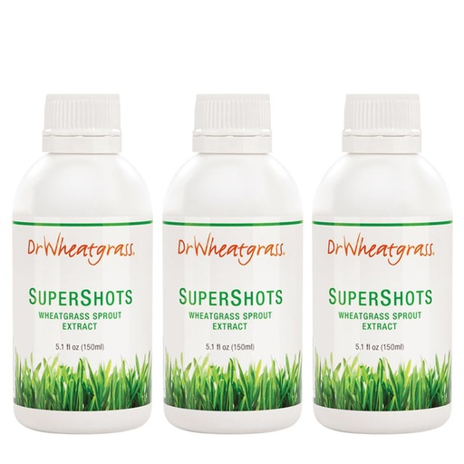 [BRSWKYAFBIABCEIZ] Dr Wheatgrass (Pack of 3) Supershots(30 Day Supply) - Wheatgrass Extract in a Bottle, Stronger Than Fresh Wheatgrass Juice and Powder