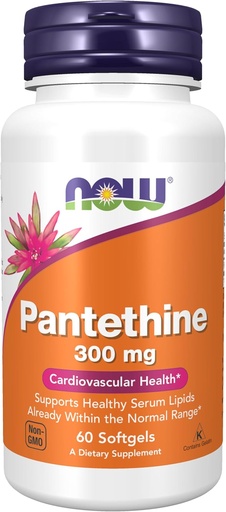 [BRSWIY32BQIREHQV] NOW Foods Supplements, Pantethine (Coenzyme A Precursor) 300 mg, Cardiovascular Health*, 60 Softgels