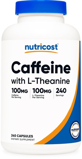 [BRSWYCYDPIMBYHQ7] Nutricost Caffeine with L-Theanine, 100mg of Each, 240 Capsules, 240 Servings - Non-GMO and Gluten Free