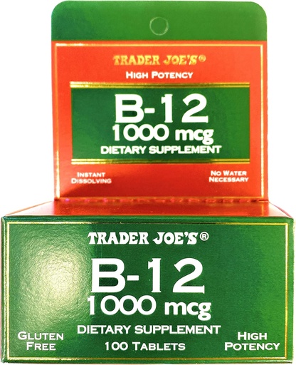 [BRSWYFD6PMFRMCQ2] Trader Joes Vitamin B12 1000 mcg Gluten Free Dietary Supplement 100 Tablets