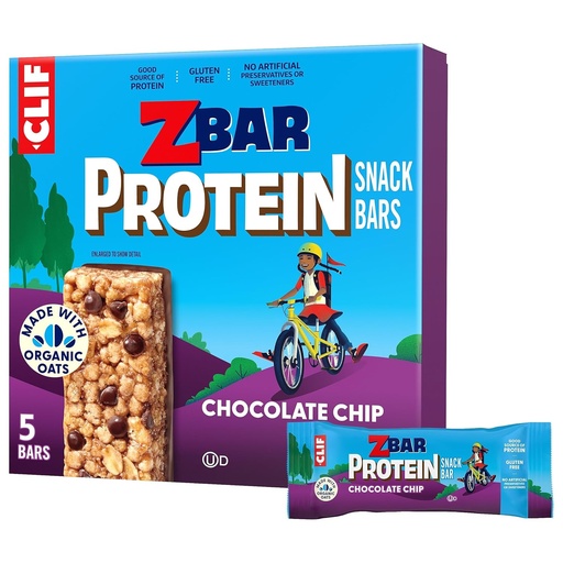 [BRSWIGYRBJ4WA3DO] CLIF Kid Zbar Protein - Chocolate Chip - Krispy Whole Təhlükəsizlik Barlar - Organic Oats ilə Made - Non-GMO - 5g Protein - 1.27 oz. (5 Paket)