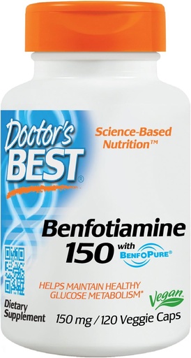 [BRSWIHAHDEJWI2Q3] Doctor's Best Benfotiamine Vegetable Capsules, 150 mg, 120 Count