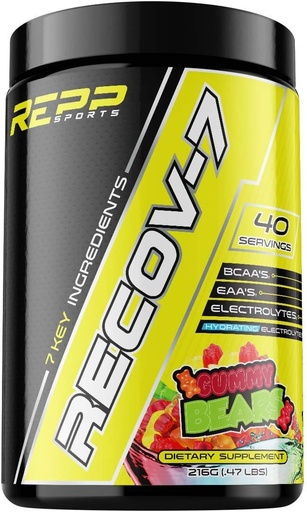 [BRSWYFD7CUJRA23V] REPP Sports Recov-7 Full Spectrum EAAs and BCAAs | Advanced Recovery and Glycogen Replenishment for Intra-Workout (Gummy Bear, 40 Servings (216g))