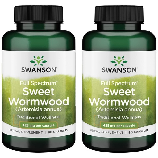 [BRSWICA5DMGRCYDA] Swanson Sweet Wormwood - May Promote GI Gut Health, Microbial Balance & Digestive Health Support - Herbal Supplement with Artemisinin - (90 Capsules, 425mg Each) 2 Pack