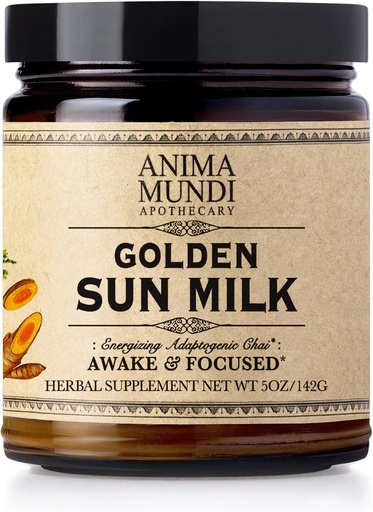 [BRSW2YY3B4HQEFLF] Anima Mundi Apotekary Golden Sun Milk - Rentouttava Plant-Based Powder kanssa Luomu mausteita Turmeric, Ashwagandha, Reishi & Vanilla - makeuttamaton Drink Powder - Edistää Sense of Calm (5oz / 142g)