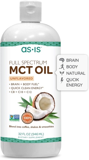 [BRSWYYYRC4CB4ELX] AS-IS Simply Full Spectrum MCT Oil C8, C10 & C12 | Unflavored | 100% from Non-GMO Coconuts | Perfect for Morning Coffee | Quick Clean Energy | 32 fl oz (63 Servings)
