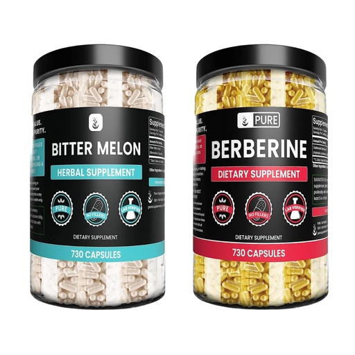 [BRSROZIPBAGWC3IZ] Pure Original Ingredients Goldenseal Berberine & Bitter Melon Capsules Bundle, (730 Capsules) No Magnesium or Rice Fillers