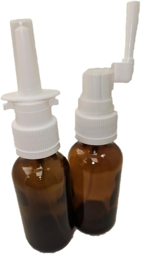[BRSWIGYYCYJWACY5] Amber Glass Empty Nasal and Oral Sprayer for Colloidal Silver and Saline Applications, Empty 30ml (1oz) 2-Pack