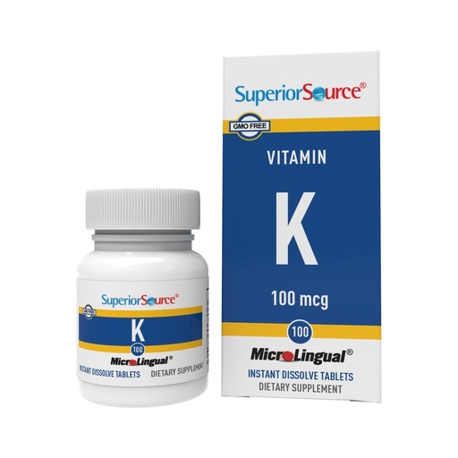 [BRSWIZTQAR4GIELE] Superior Source Vitamin K 100 mcg - Bone Strength & Health Support Supplement - Vitamin K Supplement Aids Blood Health & Calcium Absorption - 30 Sublingual Dissolving Tablets