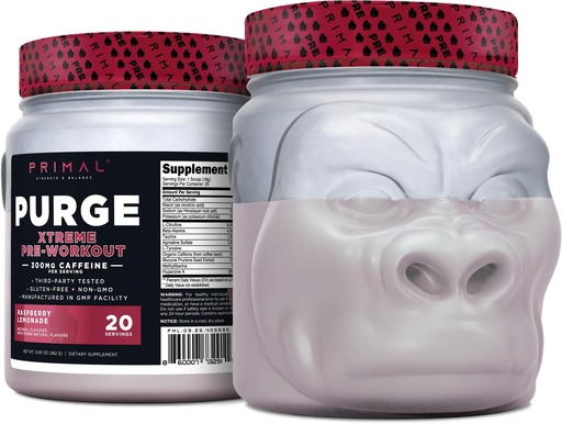 [BRSRA2YKPMMQKE33] Primal Purge Xtreme Pre-Workout (Raspberry Lemonade Flavor) (20 Servings) - Gluten-Free + Non-GMO