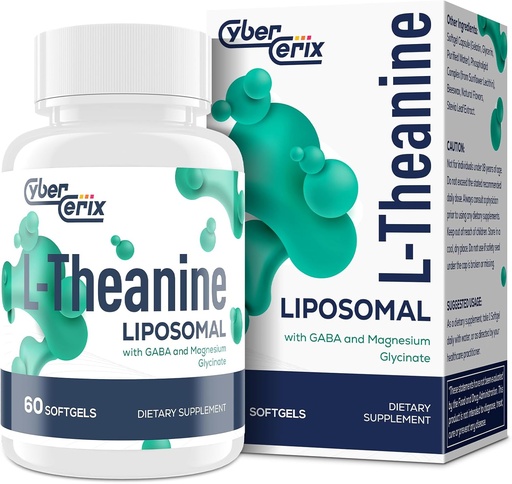 [BRSRA2YQORYBAFA6] Liposomal L-Theanine 500mg, GABA 200mg və sodyum 100mg ilə kompleks, Calm, Rahatlaşdırma və Focus, Gluten Free - 60 Kapsüls