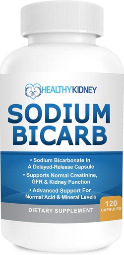 [BRSRMFIOOF6WKCTJ] Sodium Bicarbonate 650mg Capsules Delayed Release for Supporting Normal Kidney Function & Kidney Health Supplement. Sodium Bicarbonate Designed for Kidney Support, Acid Relief, Alkalinity 120 Pills
