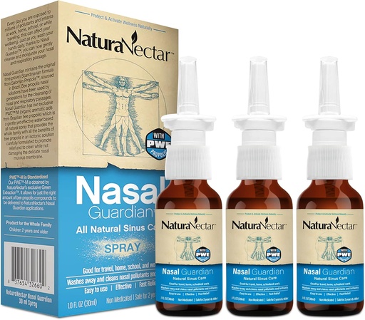 [BRSRMAQKOZ4GKH3F] NaturaNectar Bee Propolis Nasal Spray Saline Sinus Rinse & Relief | Pure Brazilian Propolis & Ingredients | Gentle & No Burning Sensation | Nasal Guardian | Ethical Beekeeping | 1 FL Oz | 3 Pack