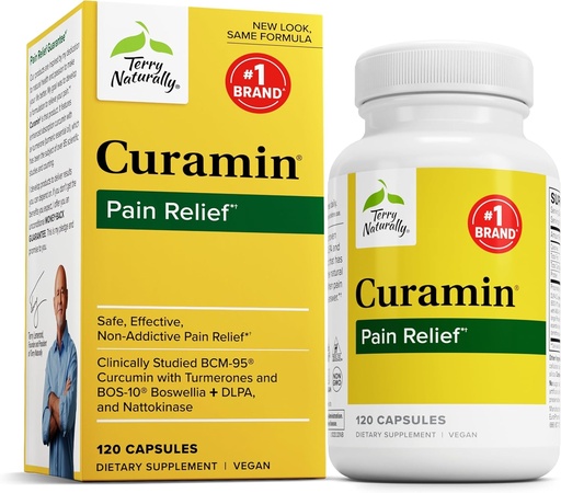 [BRSWIEIEBMBRWHIV] Terry Naturally Curamin - Curcumin Supplement for Circulation & Endorphin Support - Support for Occasional Discomfort - Aids Healthy Muscles - 120 Capsules