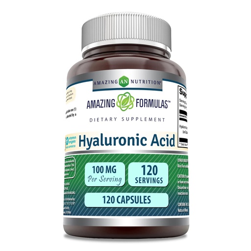 [BRSWKEYOBMHA2FYV] Amazing Formulas Hyaluronic Acid 100 Mg Supplement | Capsules | Non-GMO | Gluten-Free | Made in USA (1 Pack | 120 Count)
