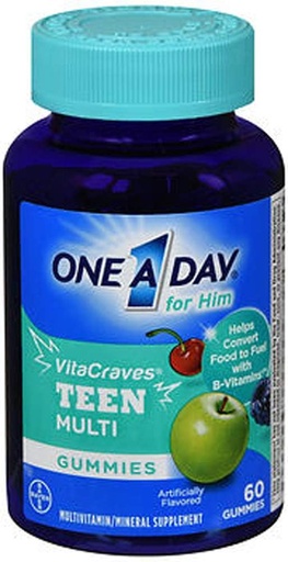 [BRSWKGYIBIBBMFLK] En dag VitaCraves Teen för honom Multivitamin Gummies, komplettera med vitamin A, vitamin C, vitamin D, vitamin E och Zink för Immune Health Support * & mer, 60 Count (Pack of 2)